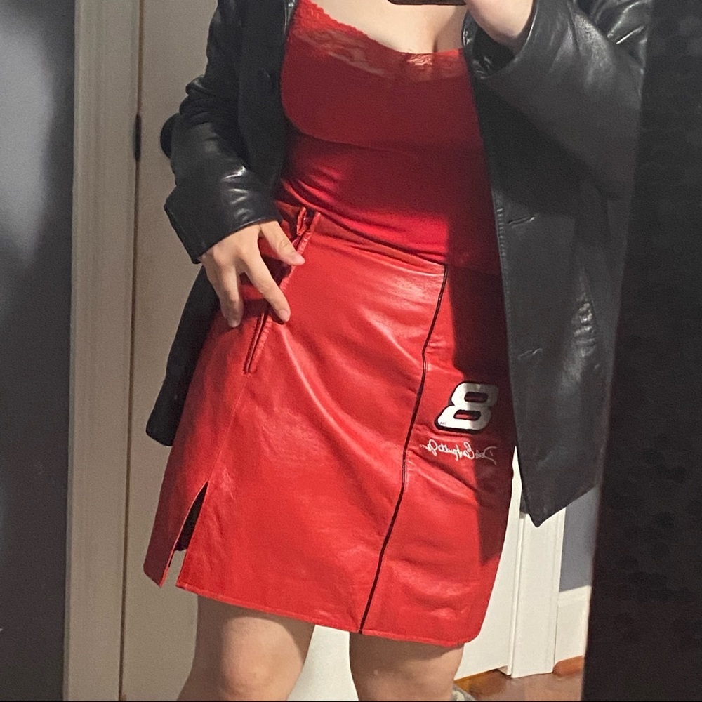 Chase Authentics Red Leather Skirt